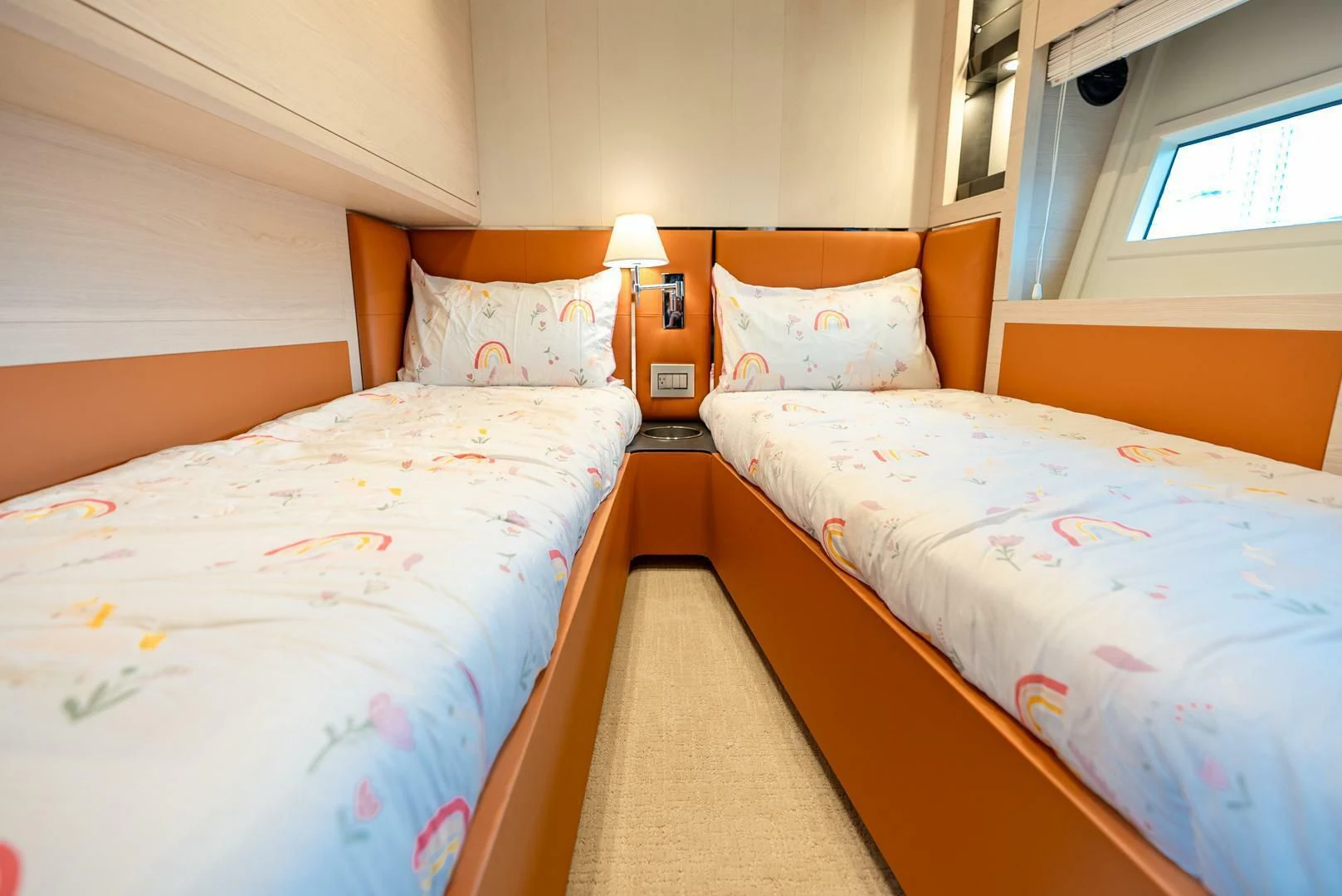 a couple of beds in a room aboard 80 AZIMUT Yacht for Sale