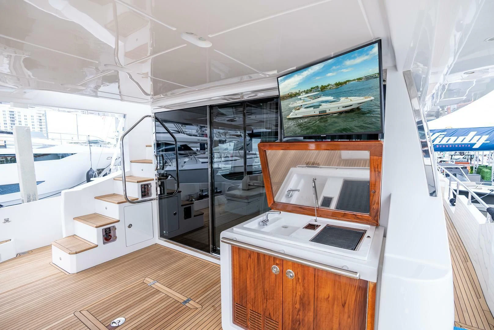 a room with a large tv aboard 80 AZIMUT Yacht for Sale