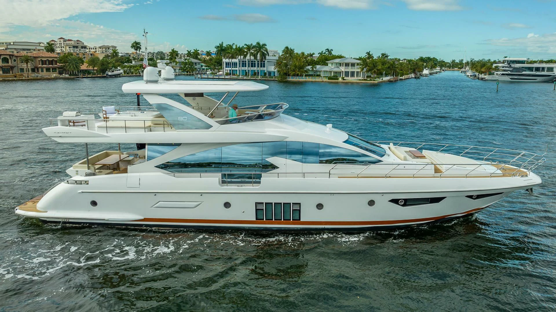 a white yacht in the water aboard 80 AZIMUT Yacht for Sale