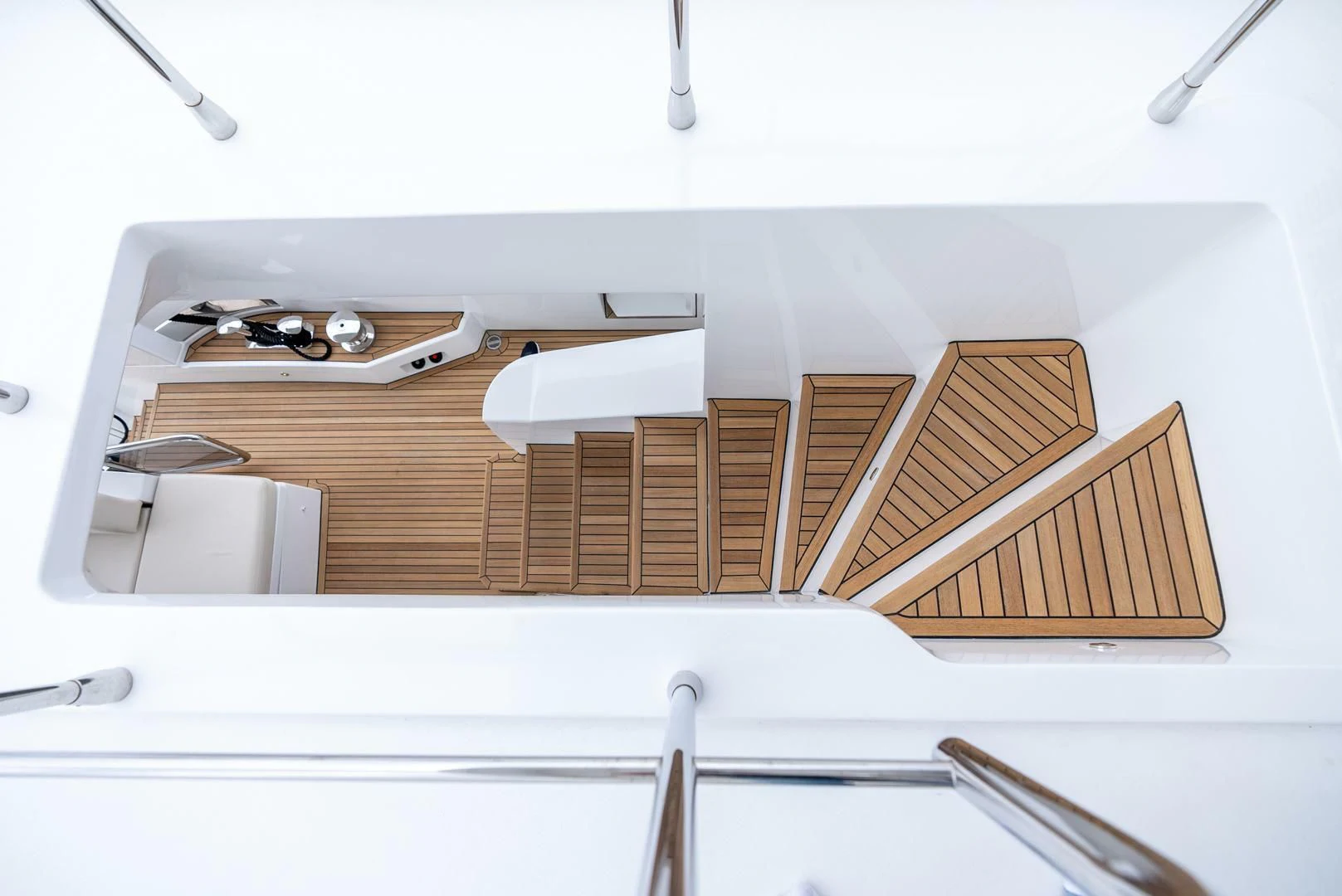a white shelf with a white wall aboard 80 AZIMUT Yacht for Sale