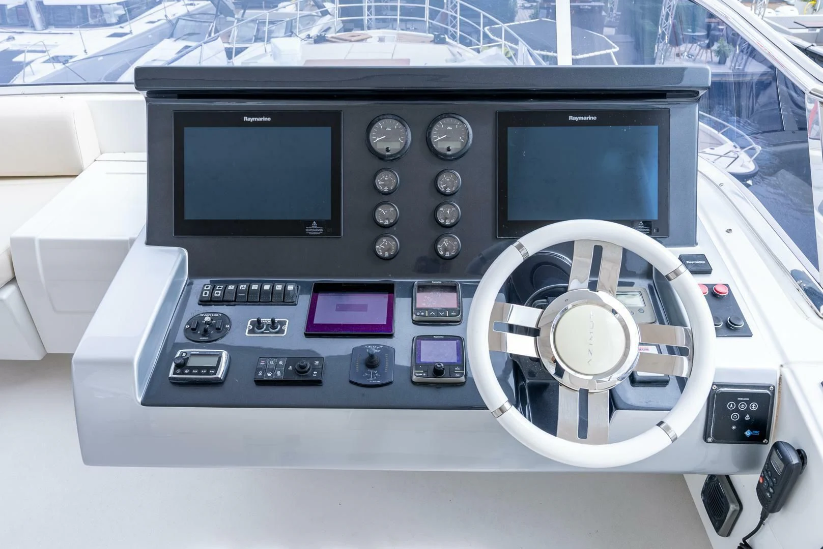 a control panel of a car aboard 80 AZIMUT Yacht for Sale