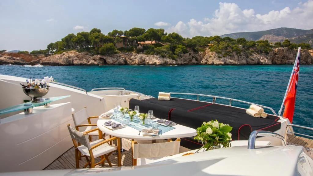 a boat on the water aboard INFINITO Yacht for Sale