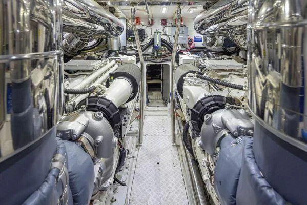 a room full of pipes aboard APOLLO Yacht for Sale