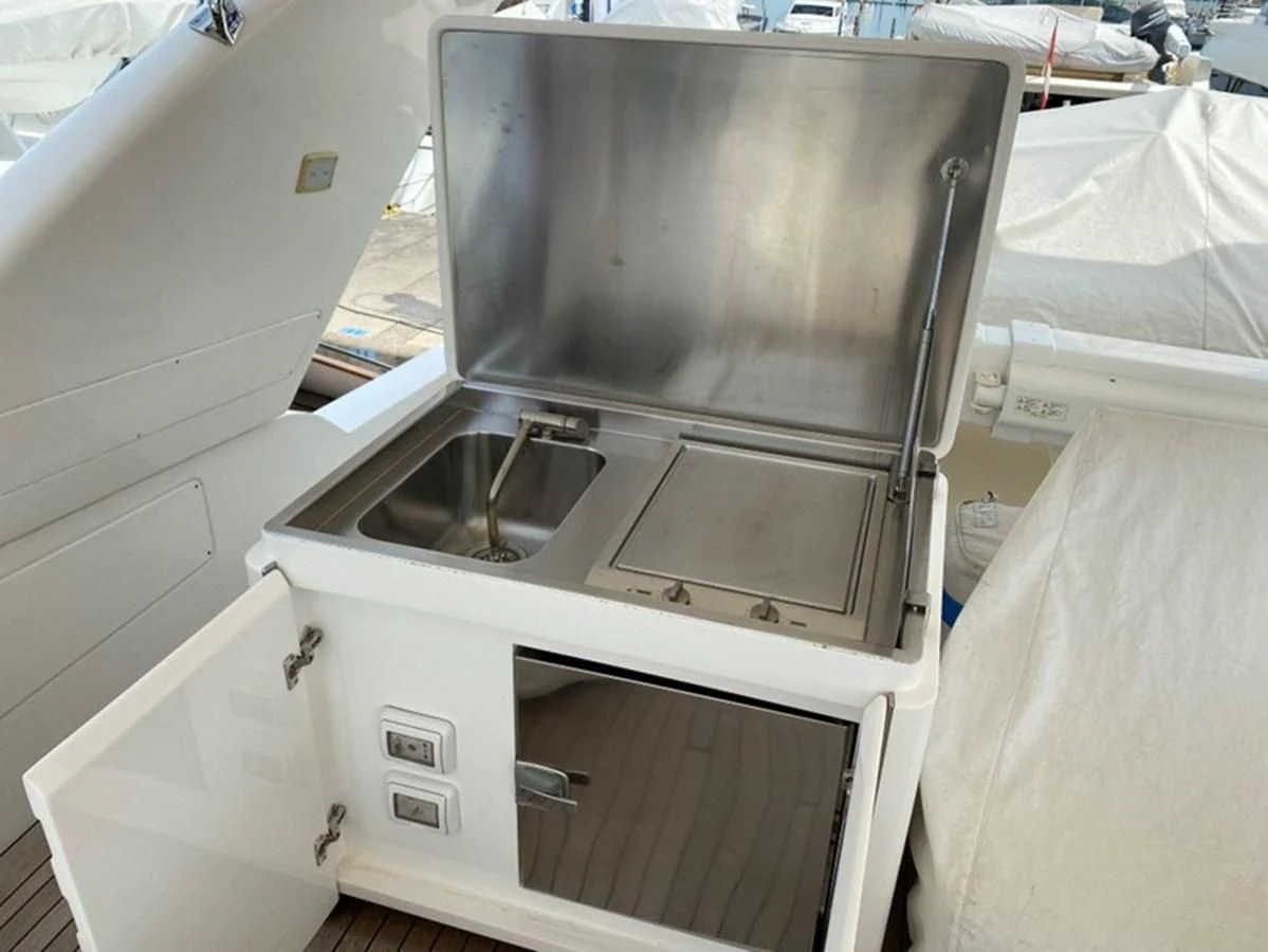 a metal sink in a room aboard ACCI Yacht for Sale