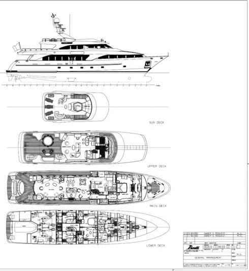 diagram, engineering drawing aboard FELICITA Yacht for Sale