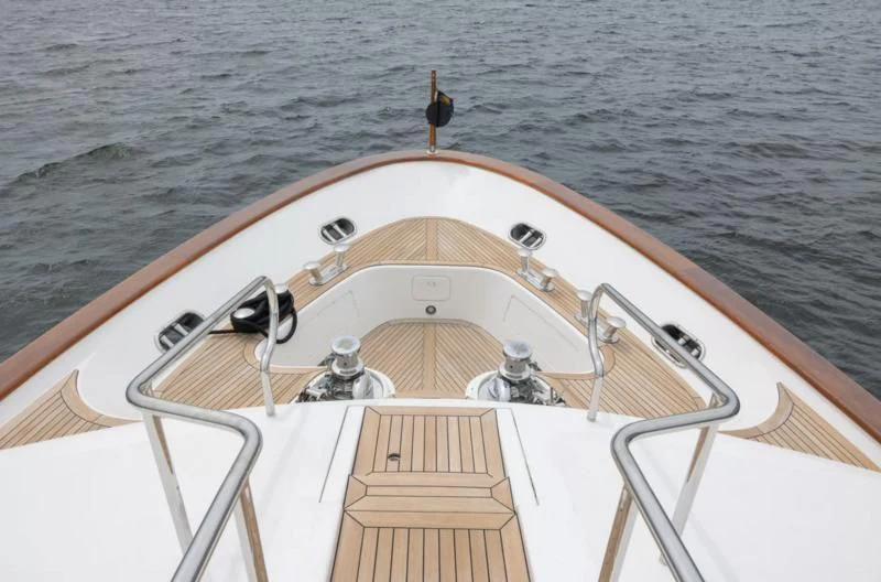 a boat with a person on the front aboard FELICITA Yacht for Sale