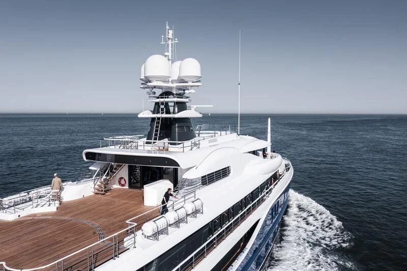 a large white boat on the water aboard M&EM Yacht for Sale