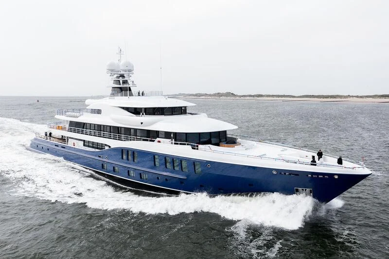 a large boat on the water aboard M&EM Yacht for Sale