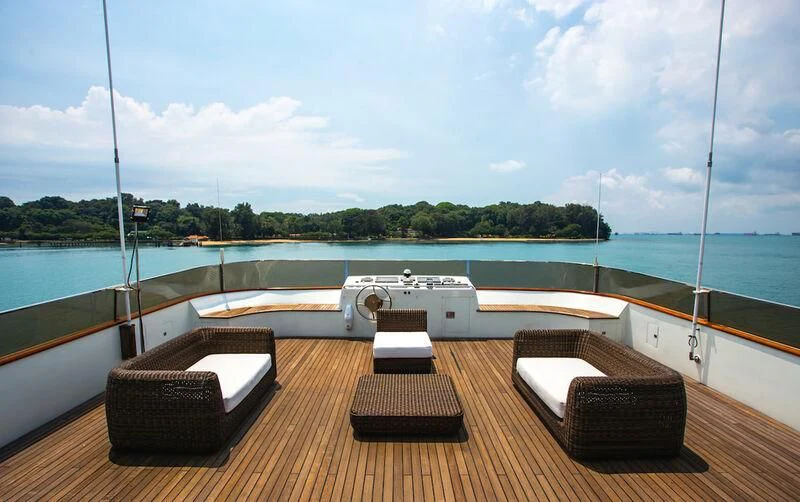 a boat on a deck aboard STAR OF THE SEA Yacht for Sale