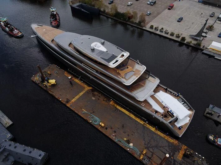 a high angle view of a canal aboard OBSIDIAN Yacht for Sale