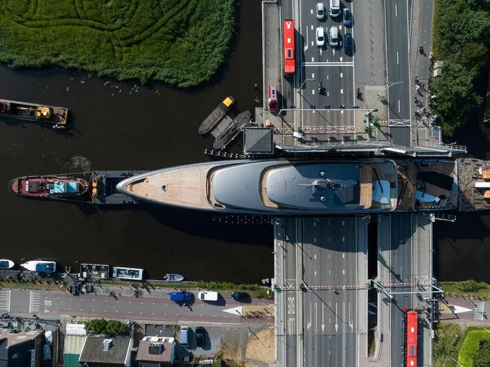 a high angle view of a parking lot aboard OBSIDIAN Yacht for Sale