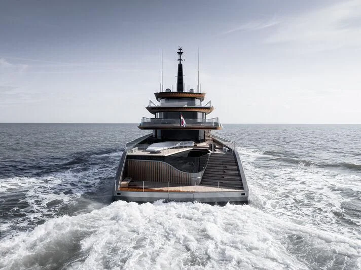 a boat in the water aboard OBSIDIAN Yacht for Sale
