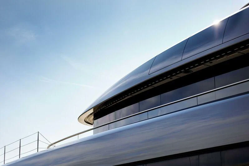 a building with a curved roof aboard OBSIDIAN Yacht for Sale