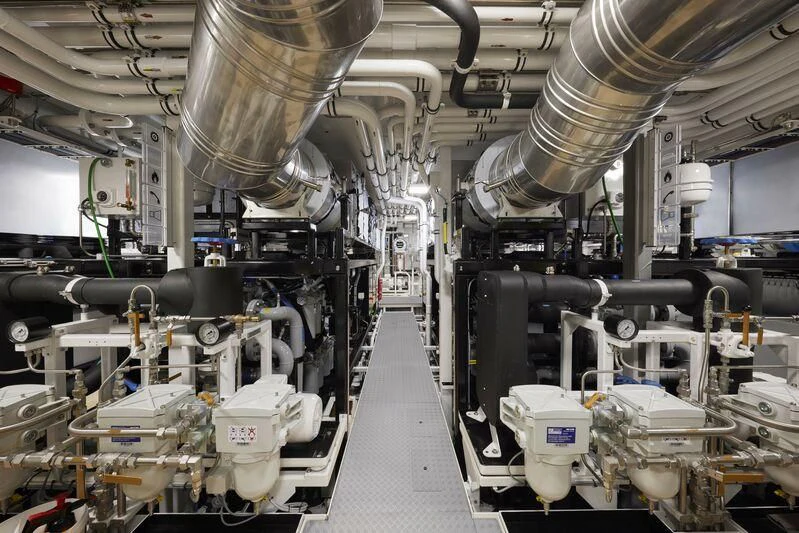 a room with many machines aboard OBSIDIAN Yacht for Sale
