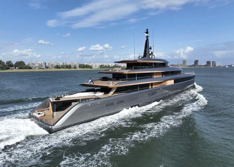 a boat on the water aboard OBSIDIAN Yacht for Sale