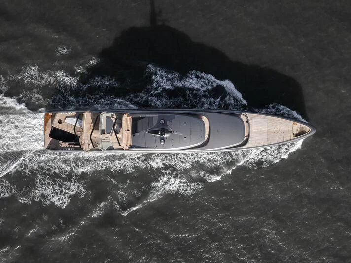 a space ship in the water aboard OBSIDIAN Yacht for Sale