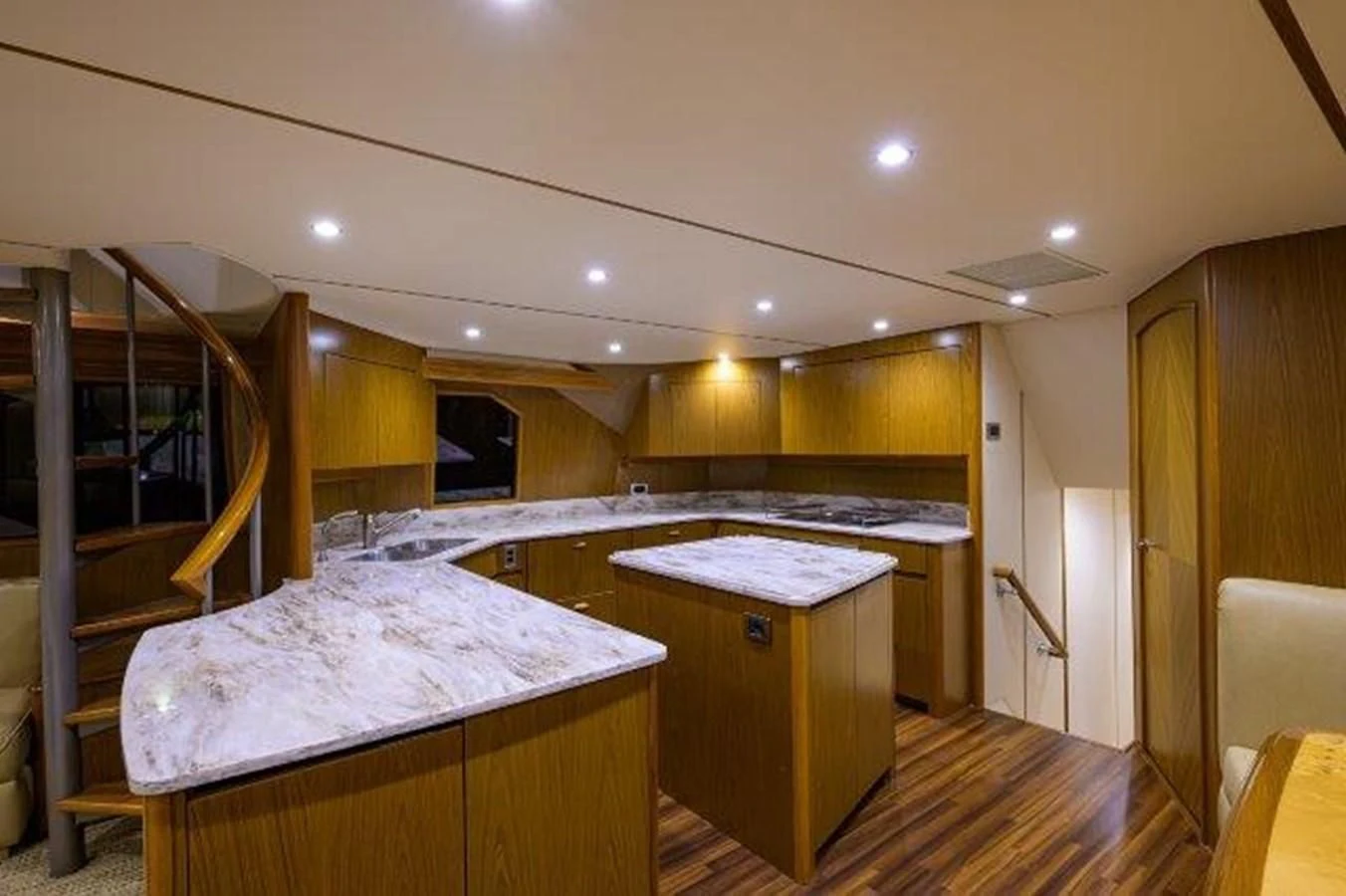 a room with a bed and a desk aboard LITTLE AUDREY Yacht for Sale