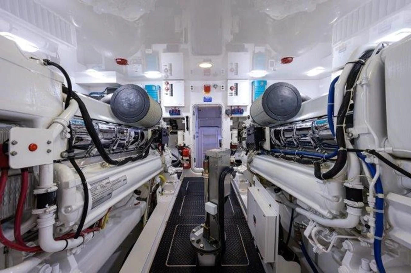 a large white machine with wires aboard LITTLE AUDREY Yacht for Sale