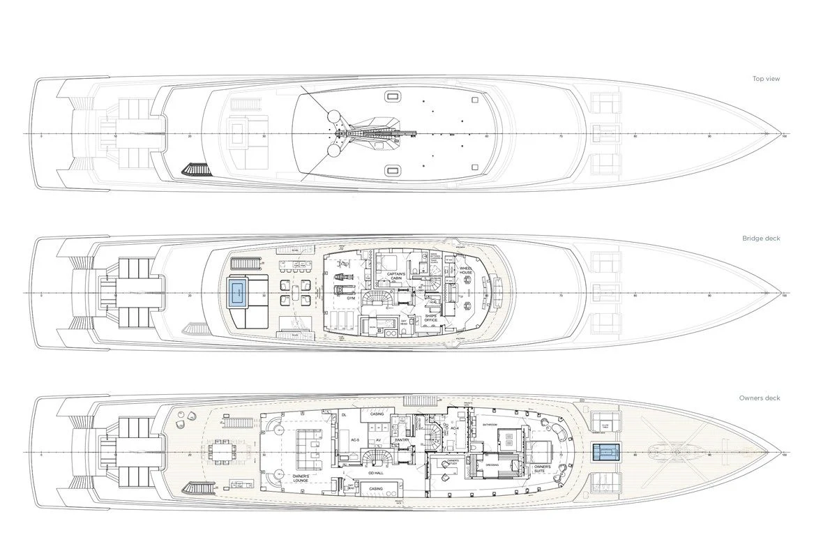 diagram, engineering drawing aboard LES CINQ Yacht for Sale