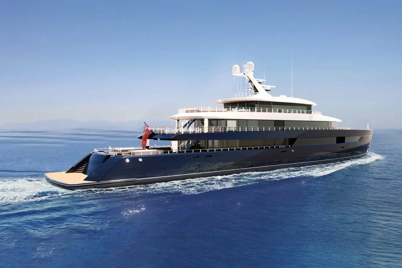 a large boat in the water aboard LES CINQ Yacht for Sale