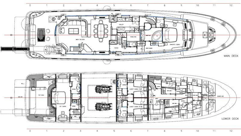 diagram, engineering drawing aboard QUID PRO QUO Yacht for Sale