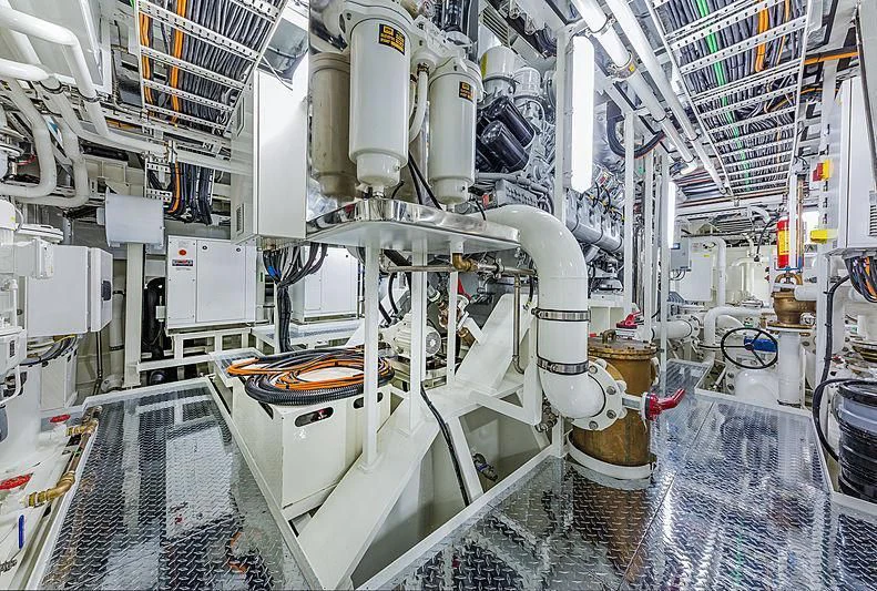 a large factory with machinery aboard SPECTRE Yacht for Sale