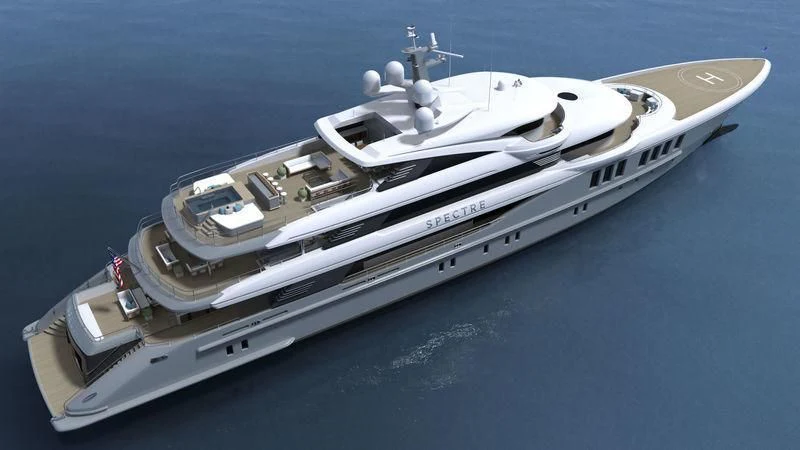 a ship on the water aboard SPECTRE Yacht for Sale