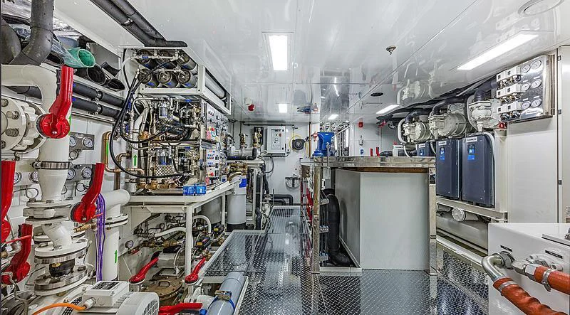 a room with machinery and equipment aboard SPECTRE Yacht for Sale