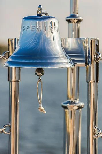 a blue and silver faucet aboard SPECTRE Yacht for Sale