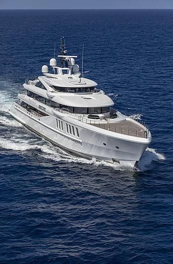 a large white ship in the water aboard SPECTRE Yacht for Sale