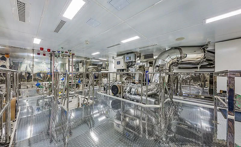 a large factory with machinery aboard SPECTRE Yacht for Sale