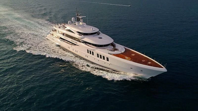 a boat on the water aboard SPECTRE Yacht for Sale