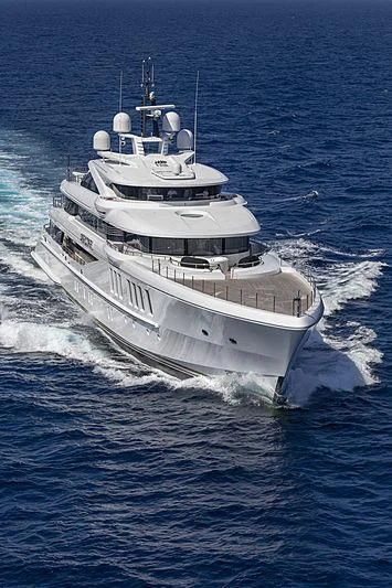 a large white ship aboard SPECTRE Yacht for Sale