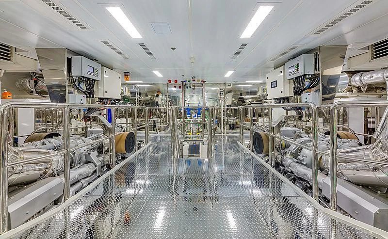 a room with machinery aboard SPECTRE Yacht for Sale