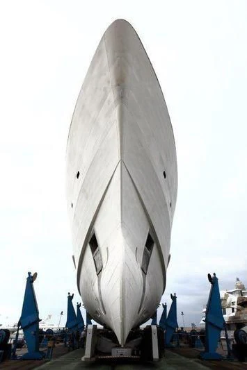 a tall white cylindrical tower aboard SPECTRE Yacht for Sale