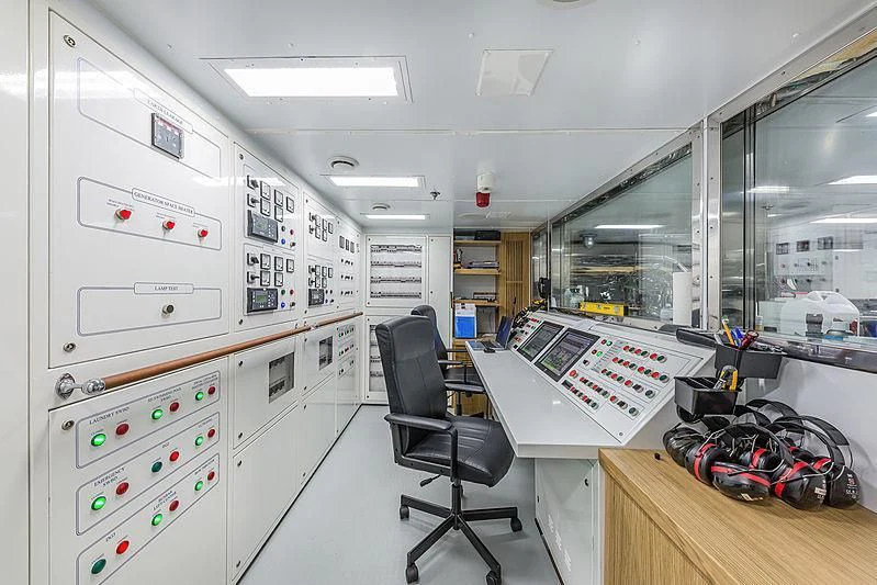 a room with equipment and equipment aboard SPECTRE Yacht for Sale