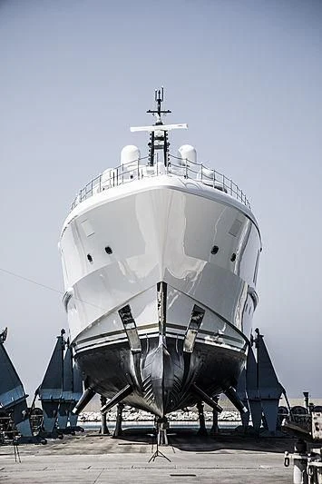 a large white ship aboard SPECTRE Yacht for Sale