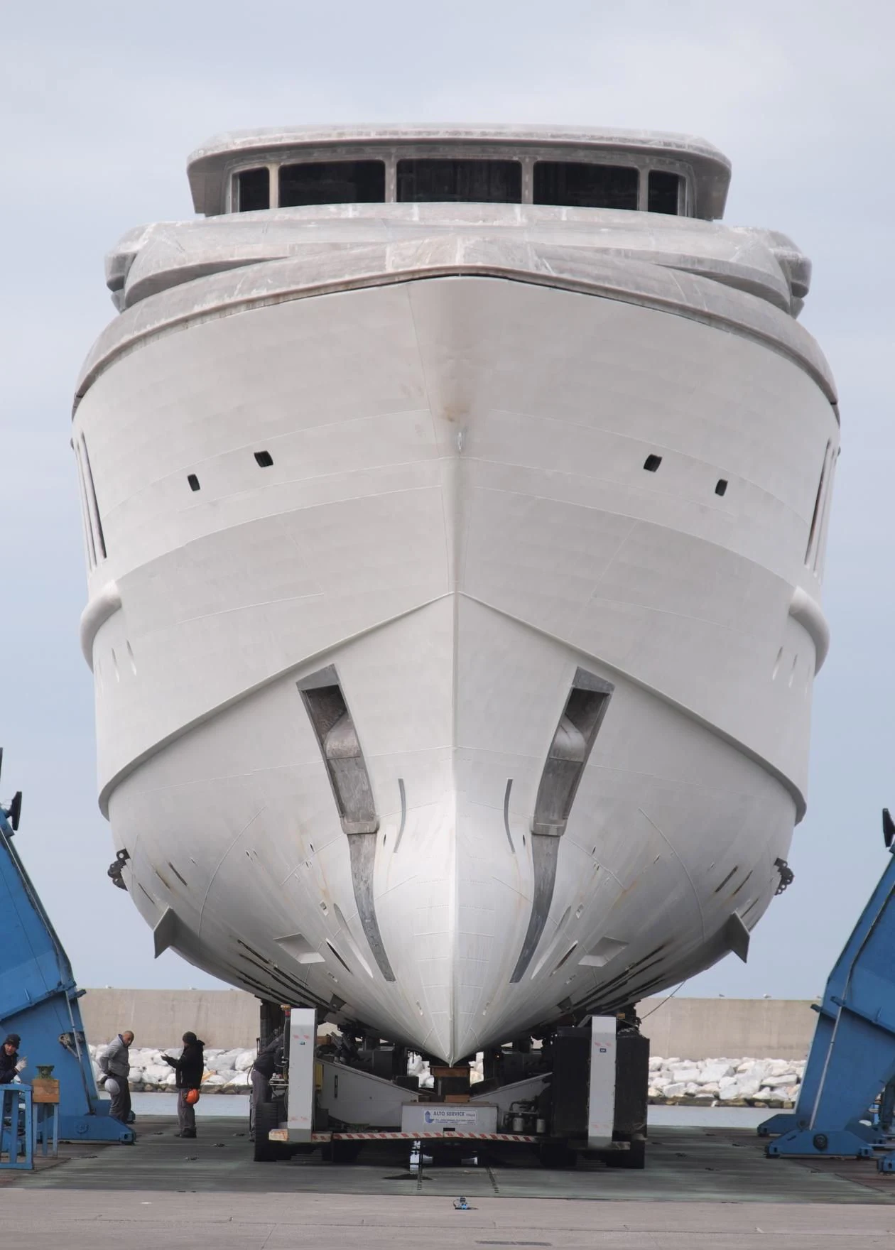 a large white space ship aboard SPECTRE Yacht for Sale