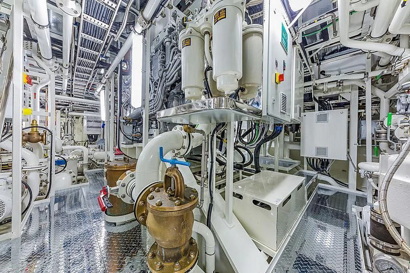 a room with white machines aboard SPECTRE Yacht for Sale