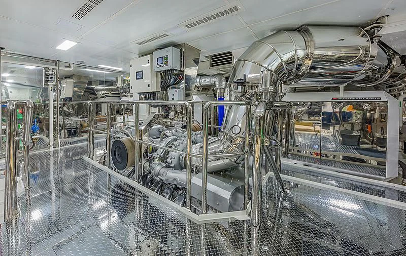 a large factory with machinery aboard SPECTRE Yacht for Sale