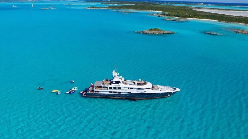 a large ship in the water aboard GENE MACHINE Yacht for Sale