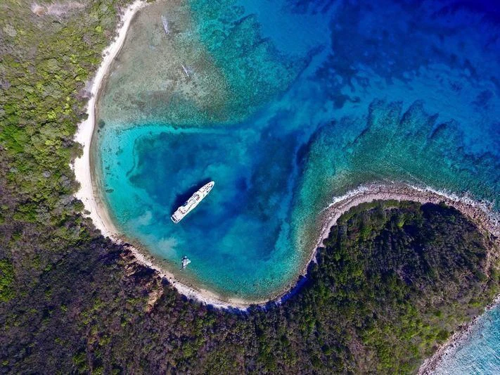 an aerial view of a body of water aboard GENE MACHINE Yacht for Sale