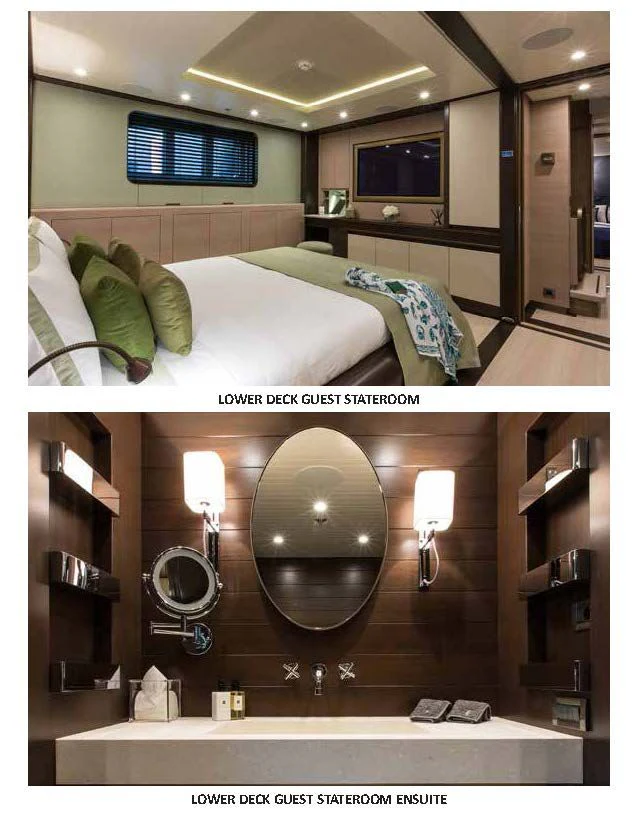 a room with a bed and a mirror aboard GENE MACHINE Yacht for Sale
