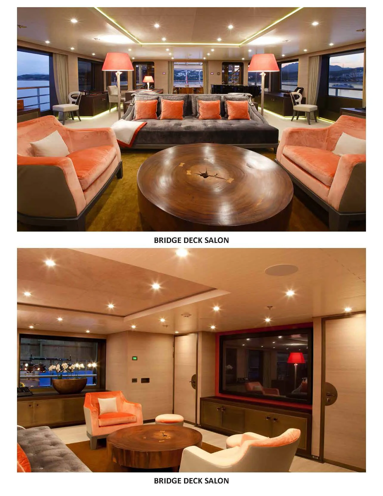a collage of a living room aboard GENE MACHINE Yacht for Sale