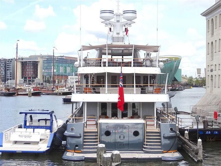 a boat docked at a pier aboard GENE MACHINE Yacht for Sale
