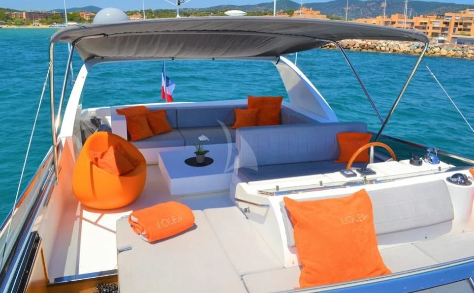 a boat on the water aboard LOLEA Yacht for Charter