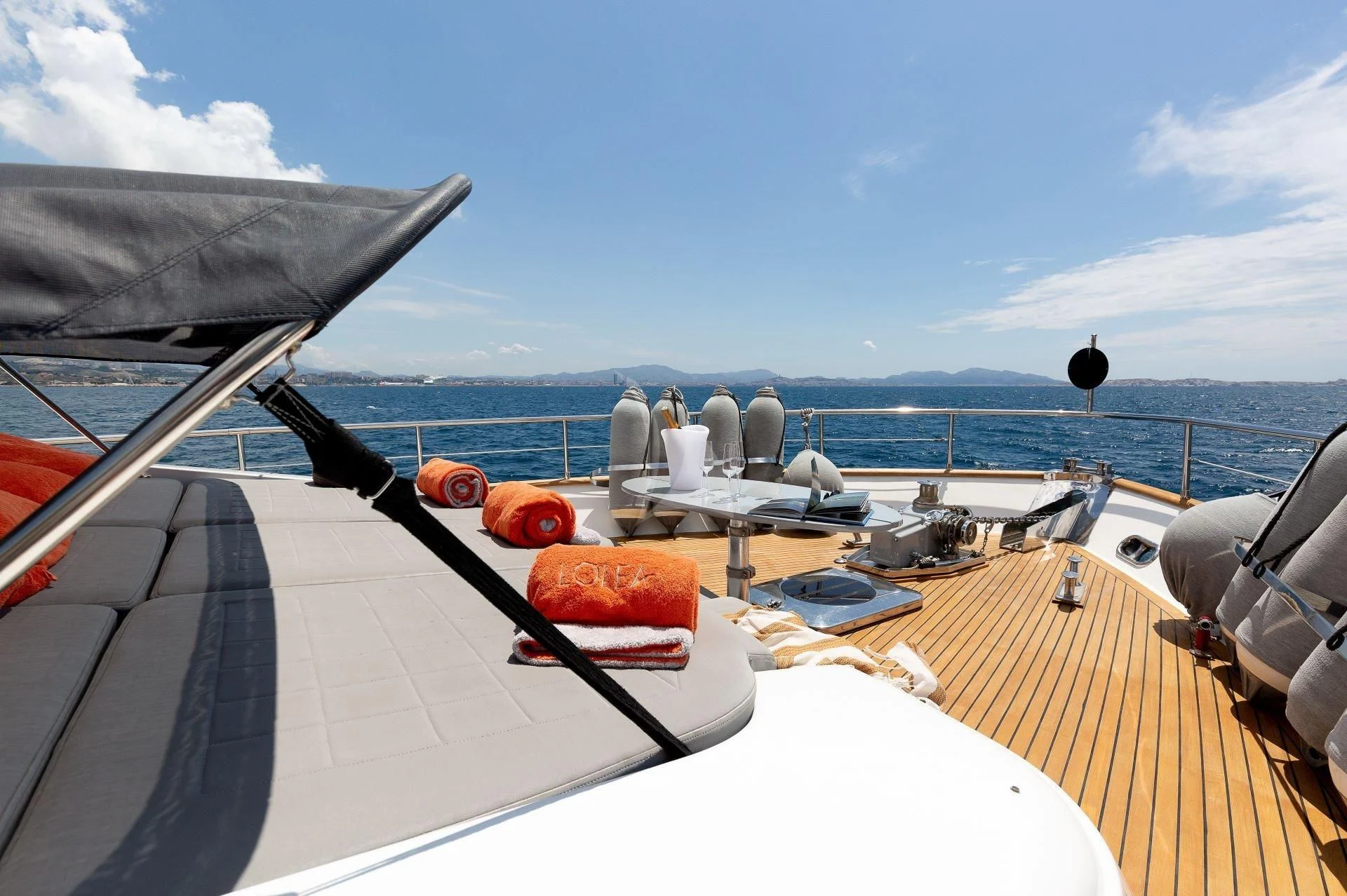 a boat on the water aboard LOLEA Yacht for Charter