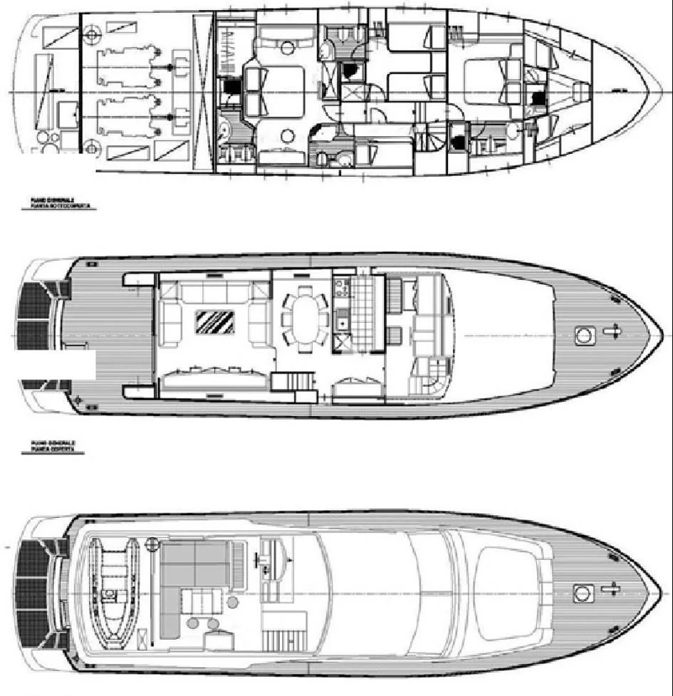 diagram, engineering drawing aboard LOLEA Yacht for Charter