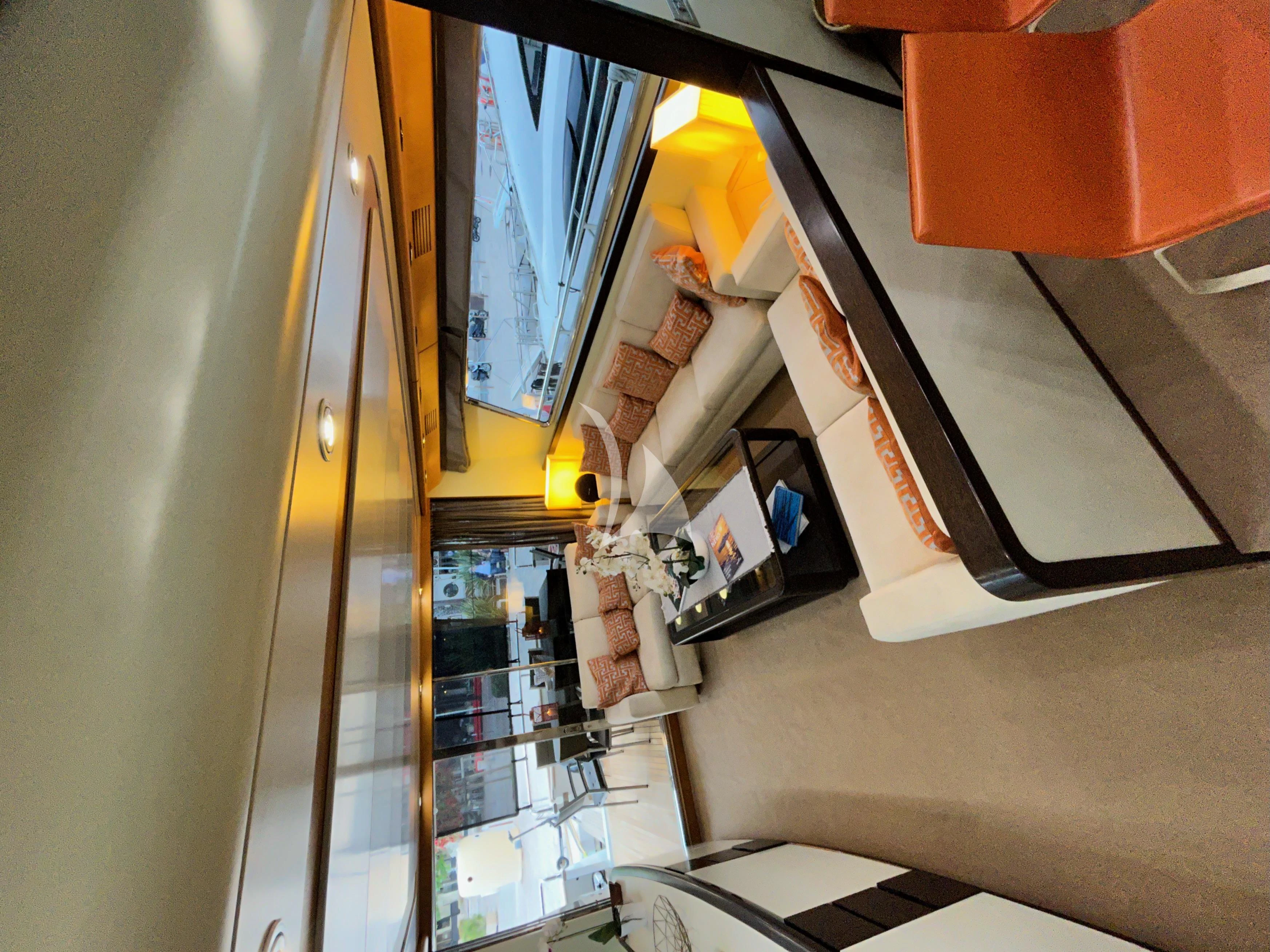 a view of a room with a computer and a desk aboard LOLEA Yacht for Charter