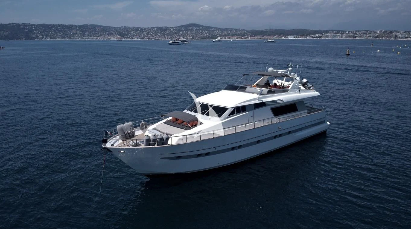 a boat in the water aboard LOLEA Yacht for Charter